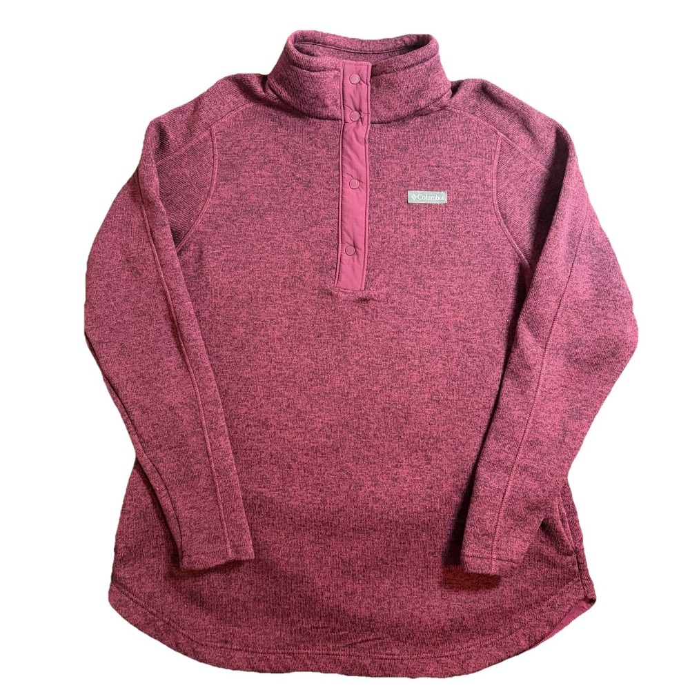 Columbia Sweater Weather Tunic Womens XL Burgundy Heather Fleece Pullover AL7373